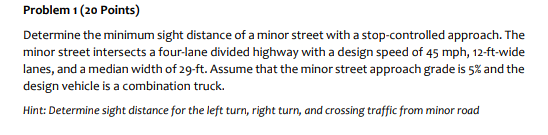 Solved Problem 1 (20 Points) Determine the minimum sight | Chegg.com
