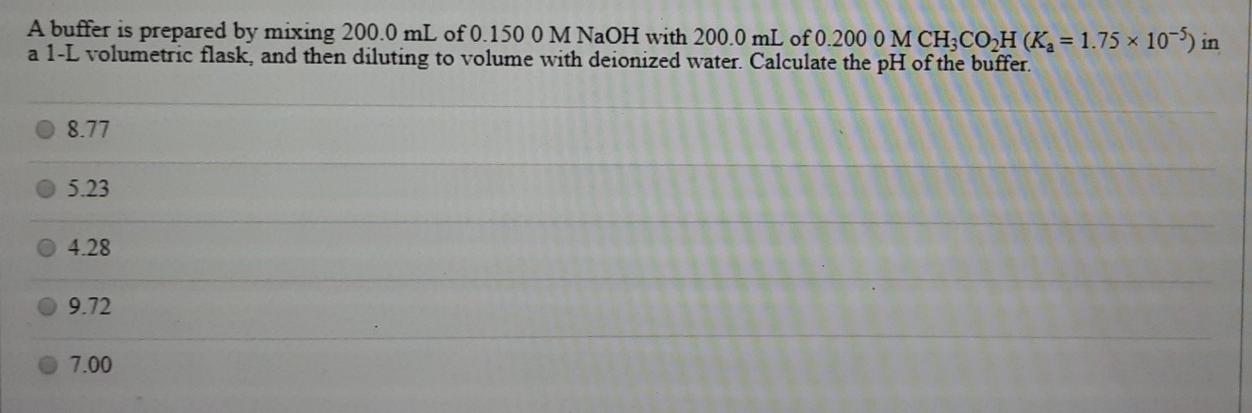 Solved A buffer is prepared by mixing 200.0 mL of 0.150 0 M | Chegg.com