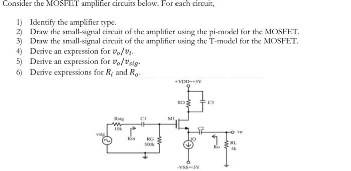 Solved Consider the MOSFET amplifier circuits below. For | Chegg.com
