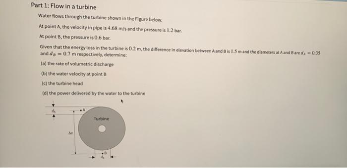 Solved Part 1: Flow in a turbine Water flows through the | Chegg.com