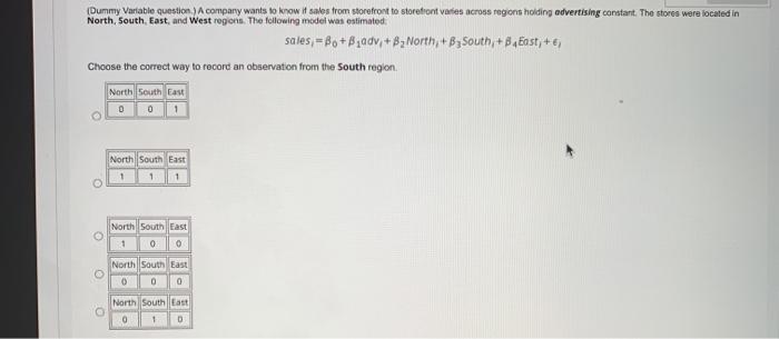 Solved (Dummy Variable Question.) A Company Wants To Know If | Chegg.com