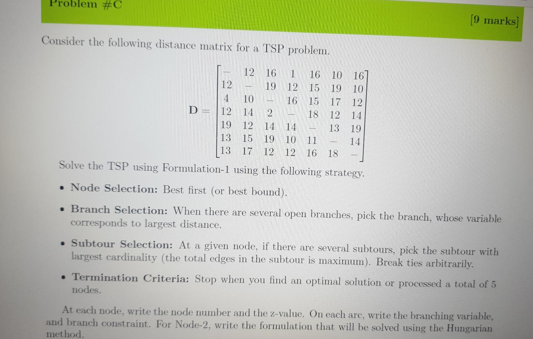 Solved Problem #C [9 marks] Consider the following distance | Chegg.com