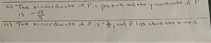 Solved The point P is on the unit circle. Find (x,y) from | Chegg.com