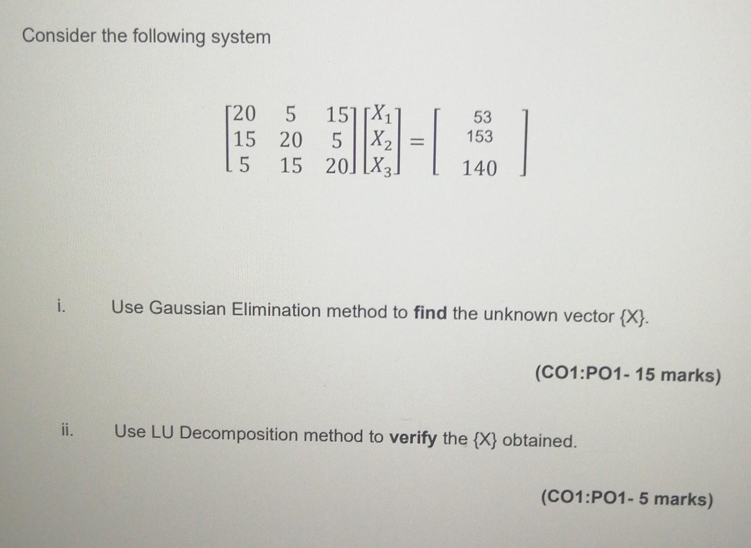 Solved Consider the following system 120 5 1511X 15 20 5 | Chegg.com