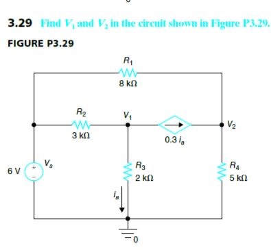Solved 3.29 Find and V, in the circuit shown in Figure | Chegg.com