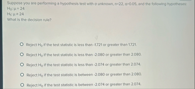 Solved Suppose you are performing a hypothesis test with o | Chegg.com