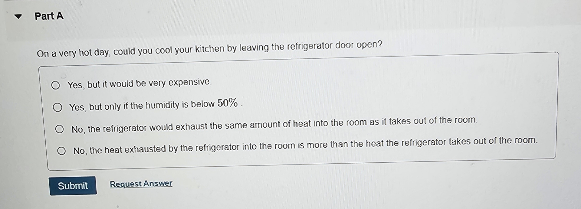 Solved Part AOn a very hot day, could you cool your kitchen | Chegg.com