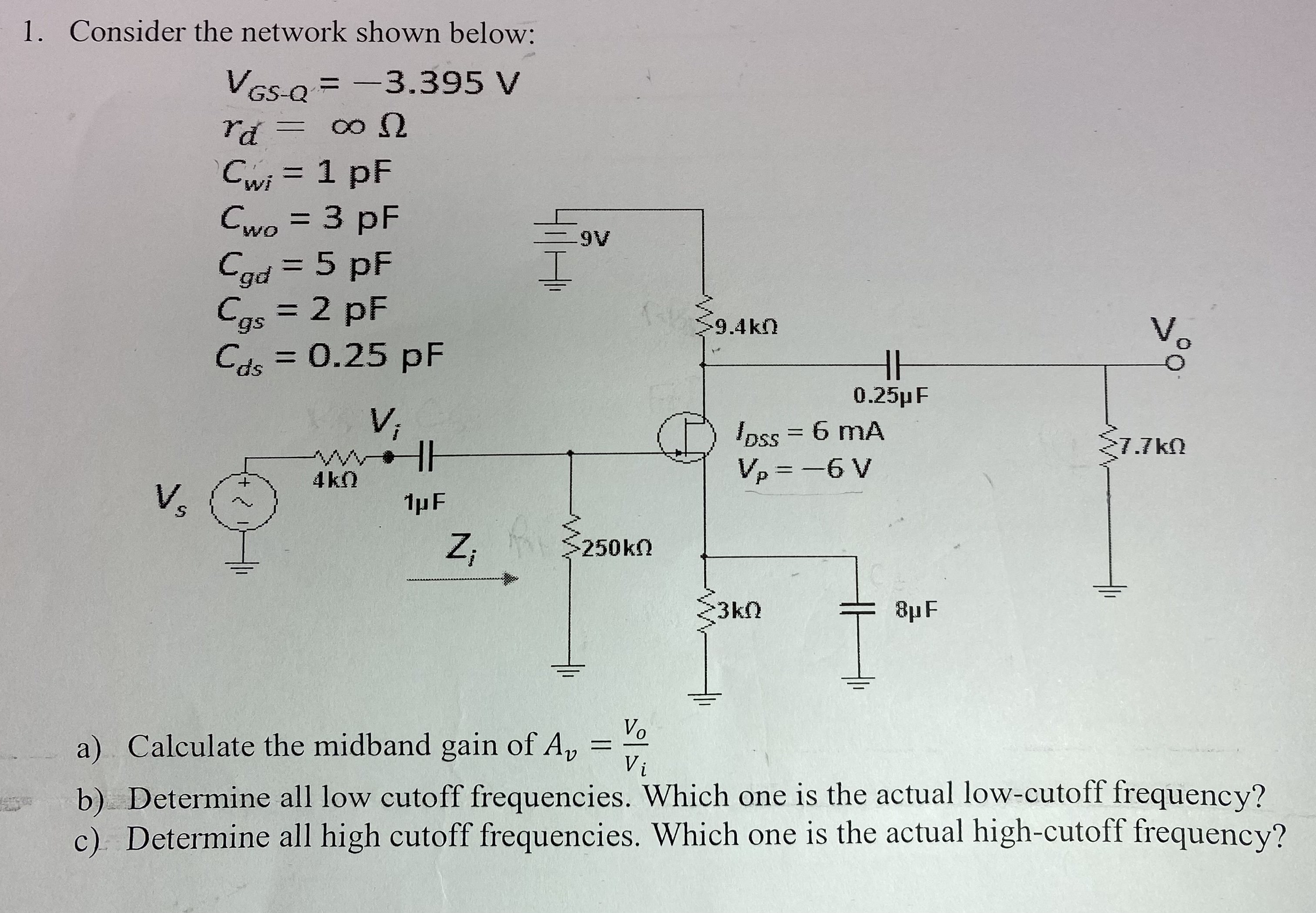 Solved Consider the network shown below:a) ﻿Calculate the | Chegg.com