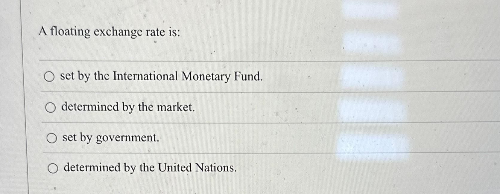 Solved A Floating Exchange Rate Is Set By The International Chegg Com   Image