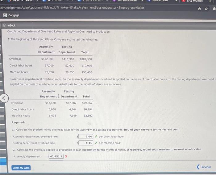 Solved Calculating Departmental Overhead Rates and Applying