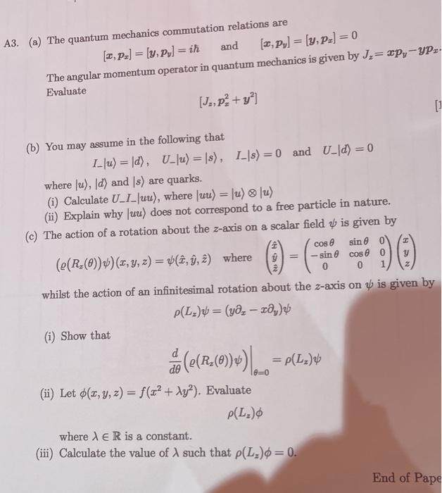 Solved A3 A The Quantum Mechanics Commutation Relation Chegg Com