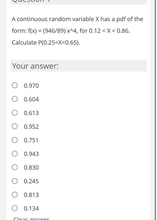 Solved A continuous random variable X has a pdf of the form: | Chegg.com