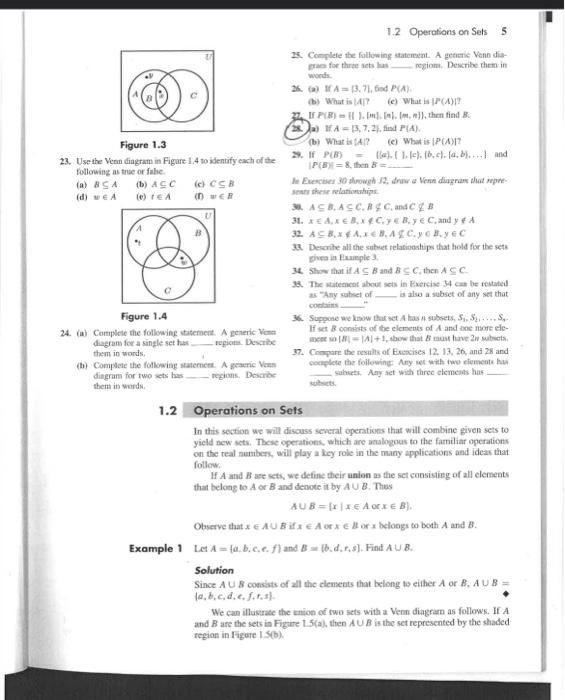 Solved 12. Identify The Following As True Or False. (c) B∪B | Chegg.com