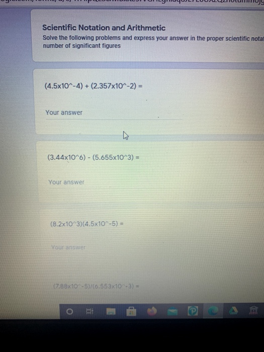 Solved Scientific Notation and Arithmetic Solve the | Chegg.com