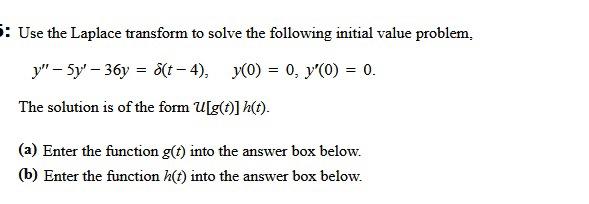 Solved Use the Laplace transform to solve the following | Chegg.com