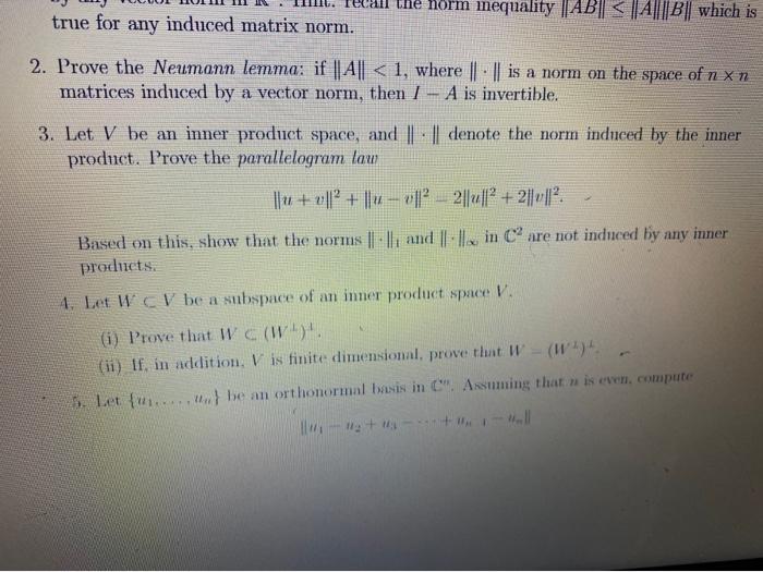 Solved The Norm Inequality ||AB||