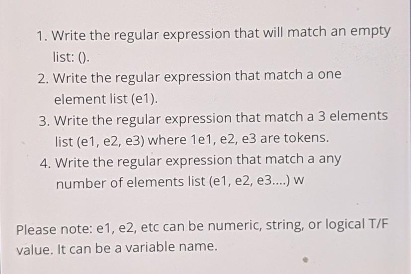 Solved 1. Write the regular expression that will match an | Chegg.com