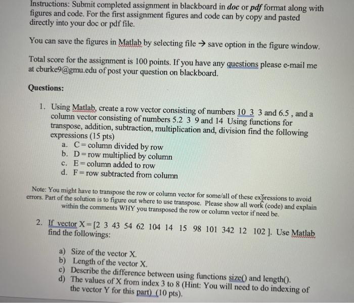 Instructions: Submit completed assignment in | Chegg.com
