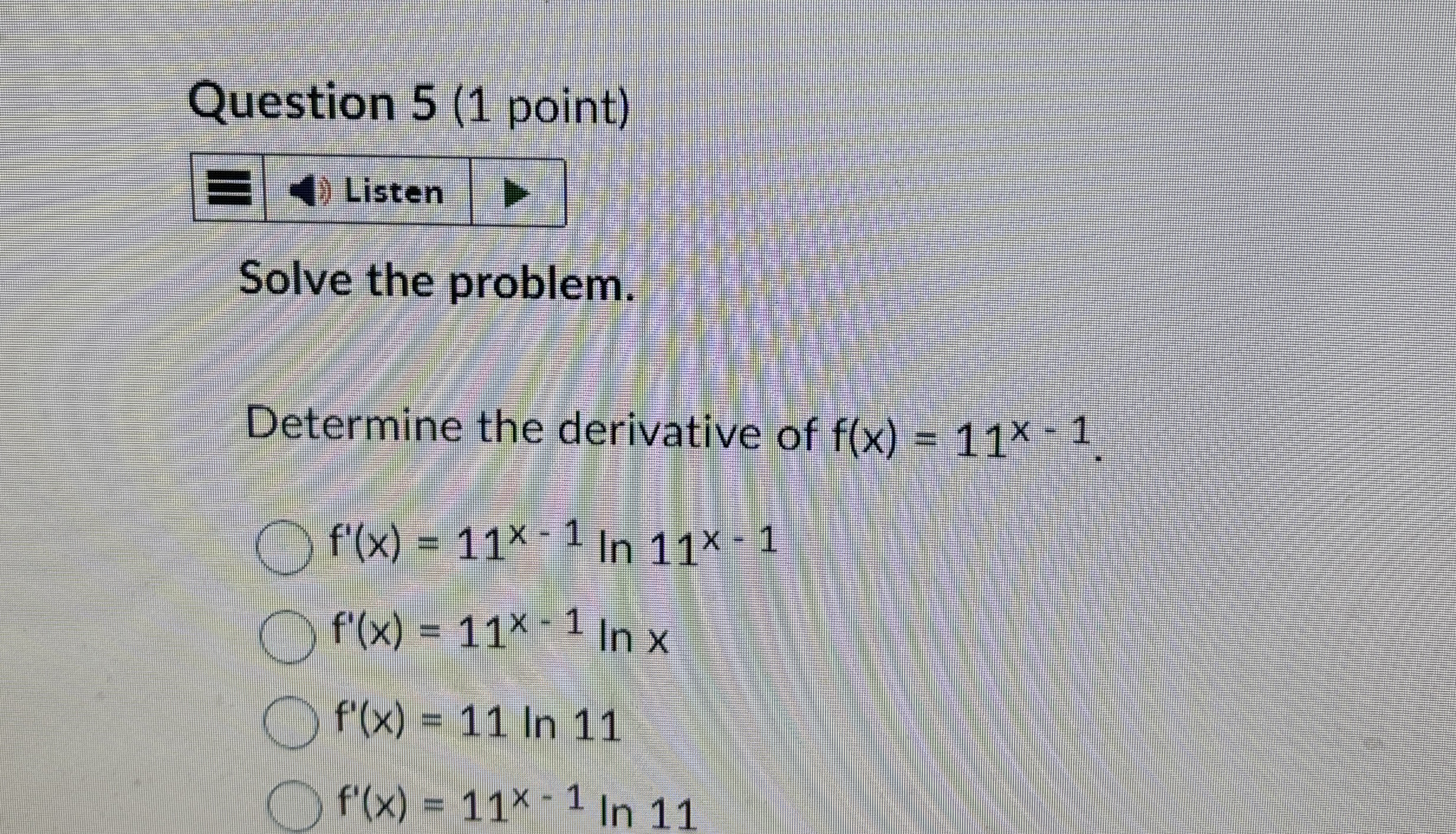 Solved Question 5 (1 ﻿point)ListenSolve the | Chegg.com