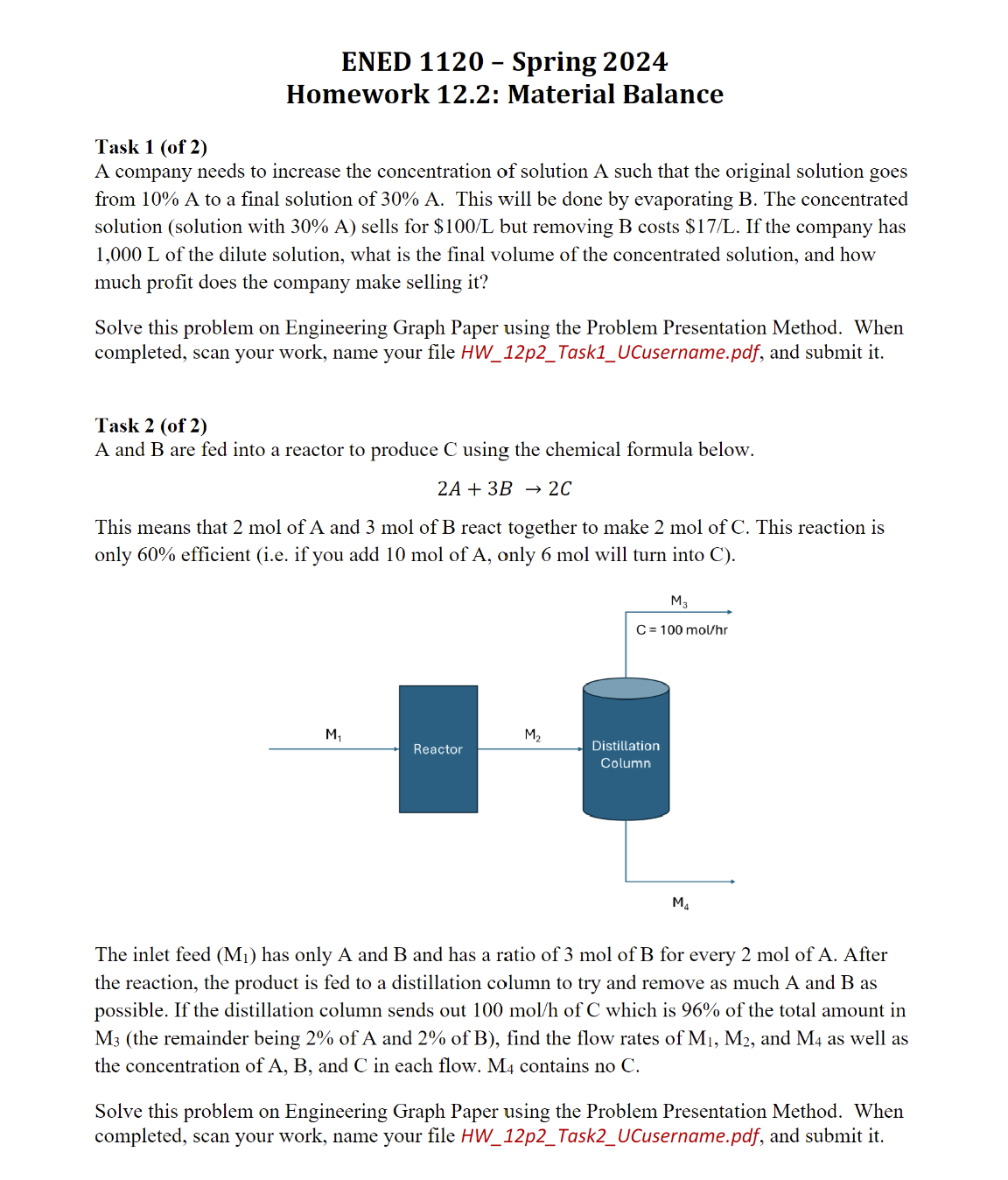 Solved ENED 1120Homework 12.2: Material BalanceTask 1 (of | Chegg.com