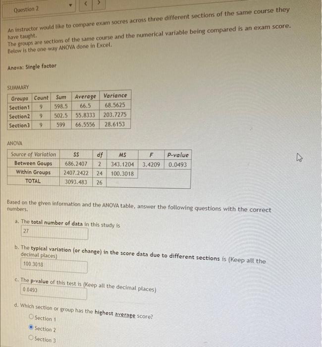 Solved An instructor would like to compare exam socres | Chegg.com