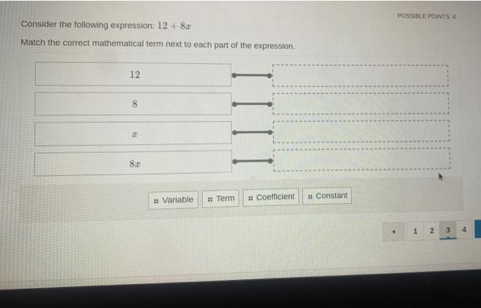 Solved POSSIBLE POINTS: 4 Consider the following expression: | Chegg.com