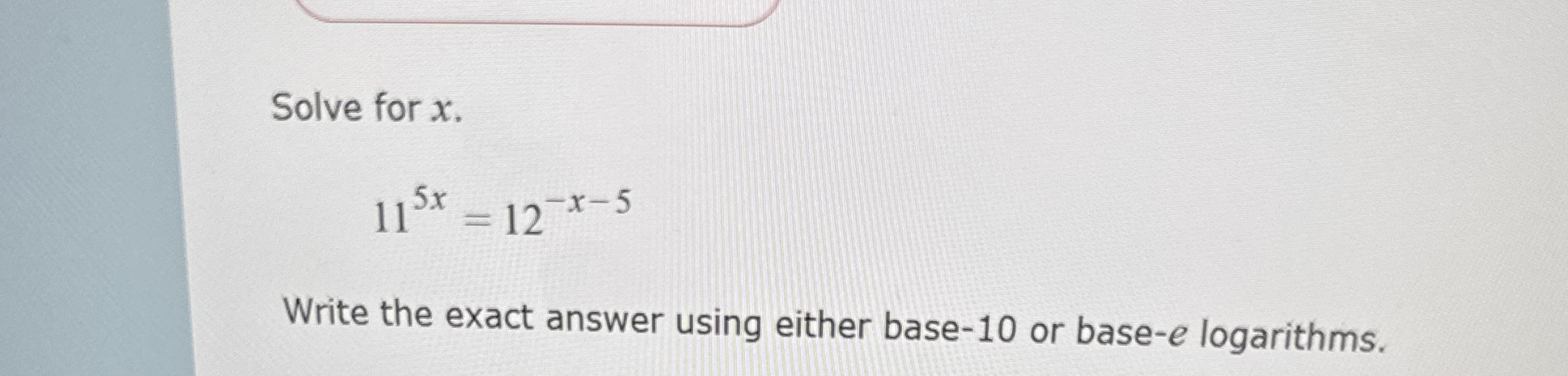 Solved Solve for x.115x=12x5Write the exact answer using