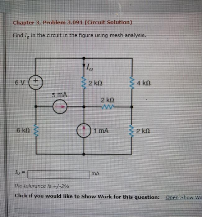 Solved Chapter 3, Problem 3.091 (Circuit Solution) Find 1, | Chegg.com