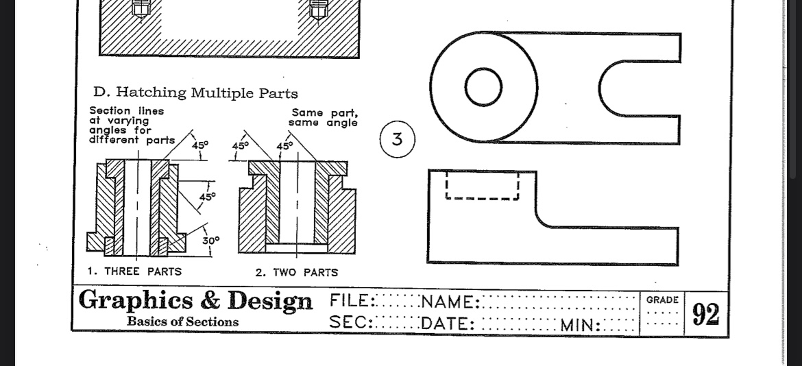 Solved BASICS OF SECTIONSPROBLEM 1: Draw crosshatching on | Chegg.com