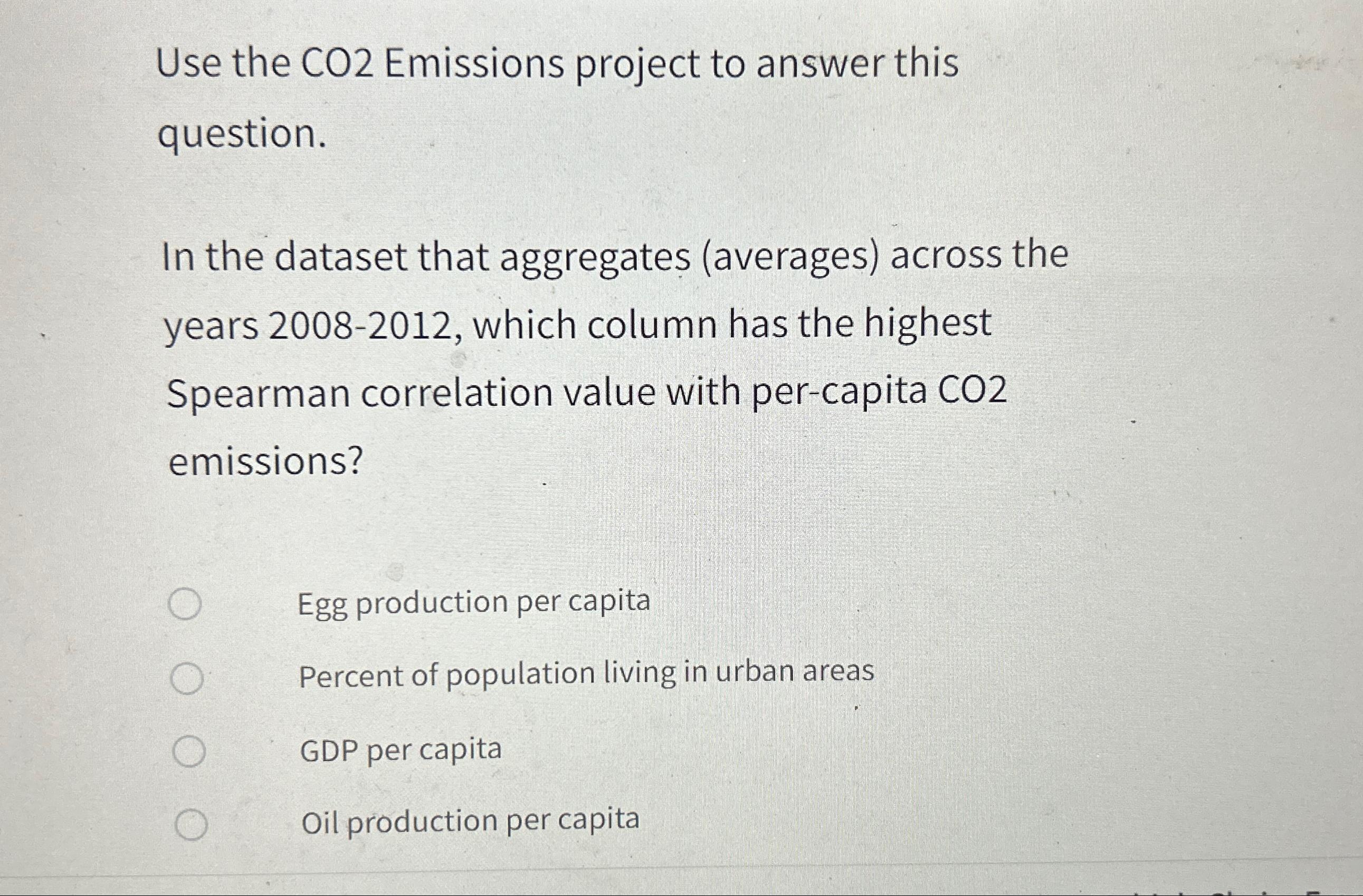 Solved Use the CO2 ﻿Emissions project to answer this