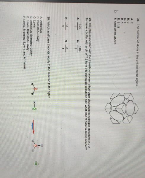Solved 28. The number of atoms in the unit cell to the right | Chegg.com