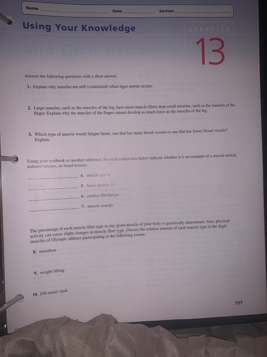 Solved Name Date Section Using Your Knowledge EXERCSE Answer | Chegg.com