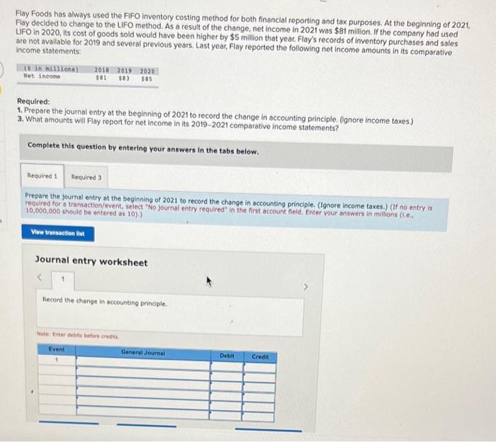 Flay Foods has always used the FIFO inventory costing method for both financlat reporting and tax purposes. At the beginning 