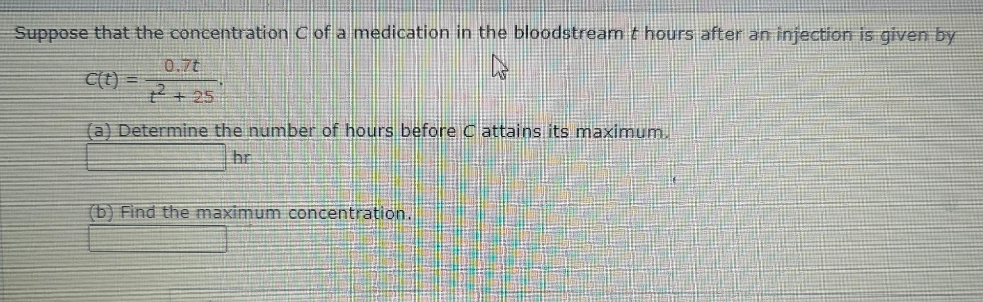 Solved Suppose that the concentration C ﻿of a medication in | Chegg.com