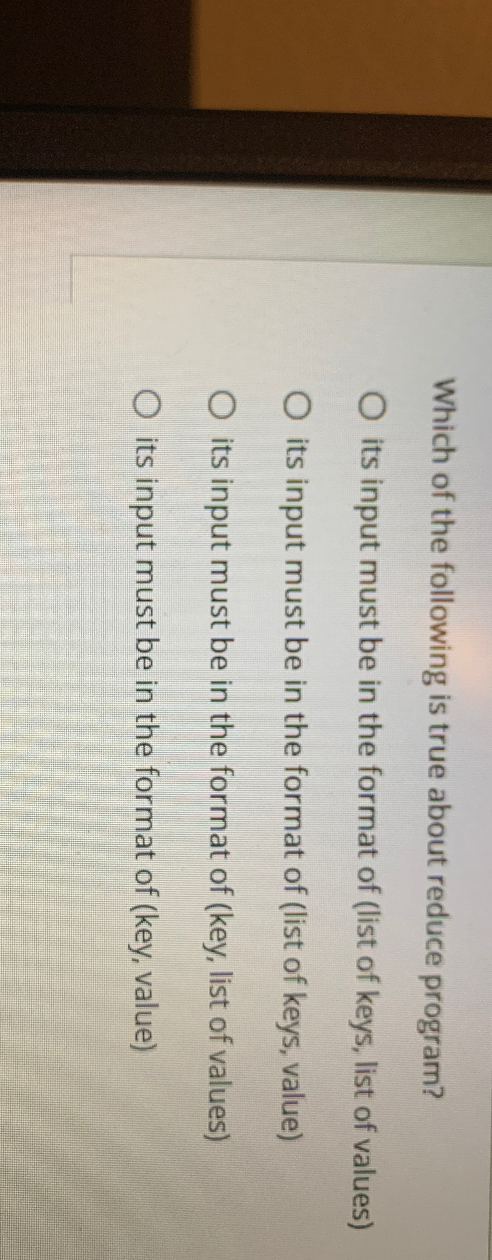 Solved Which of the following is true about reduce | Chegg.com