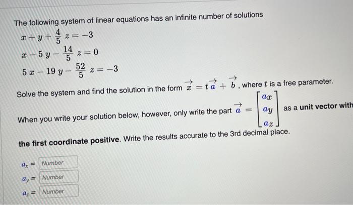 Solved The following system of linear equations has an | Chegg.com