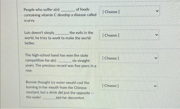 Solved Question 1 Match The Sentence With The Word Needed To Chegg