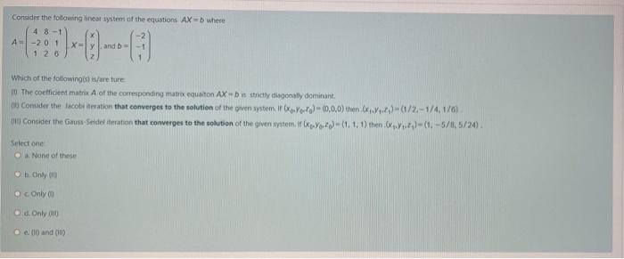 Solved Consider the following linear systems of the | Chegg.com