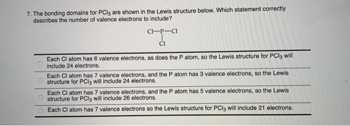 Solved 7. The Bonding Domains For PCl3 Are Shown In The L