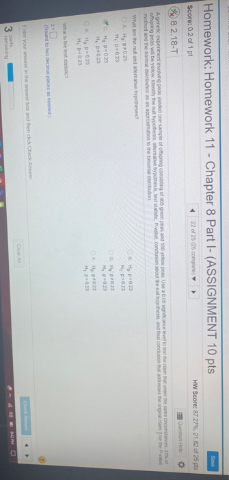 Solved Save Homework: Homework 11 - Chapter 8 Part I- | Chegg.com