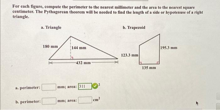 Solved For Each Figure Compute The Perimeter To The Nearest Chegg Com
