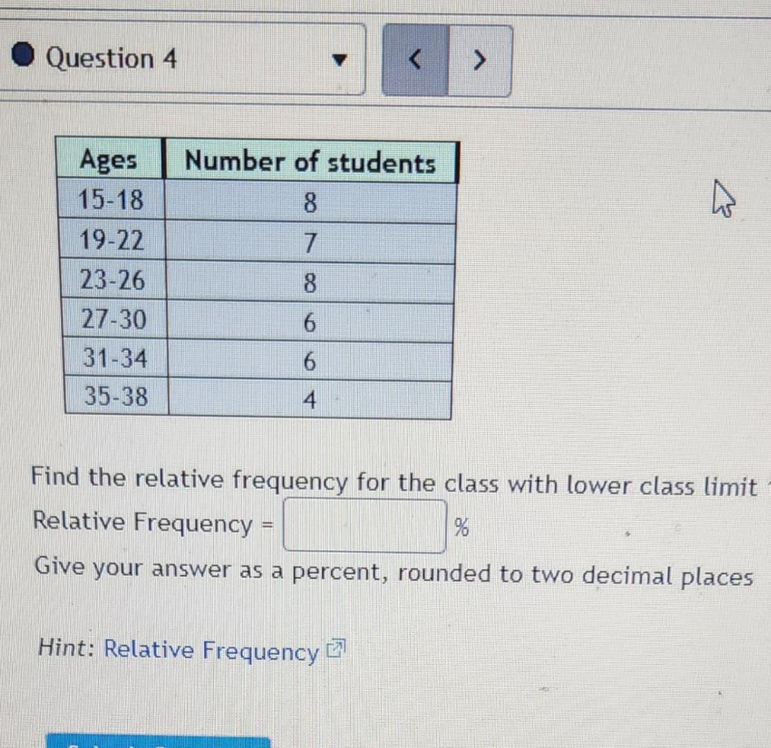 Solved Find The Relative Frequency For The Class With Lower Chegg