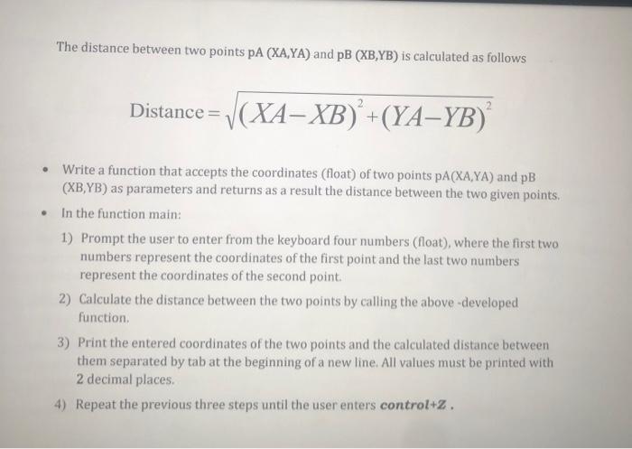 Solved write a c++ programThe distance between two points pA | Chegg.com