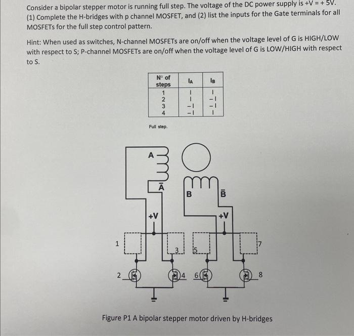 Solved Consider A Bipolar Stepper Motor Is Running Full | Chegg.com