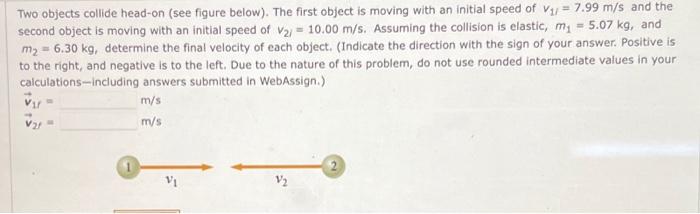 Solved Two Objects Collide Head-on (see Figure Below). The | Chegg.com