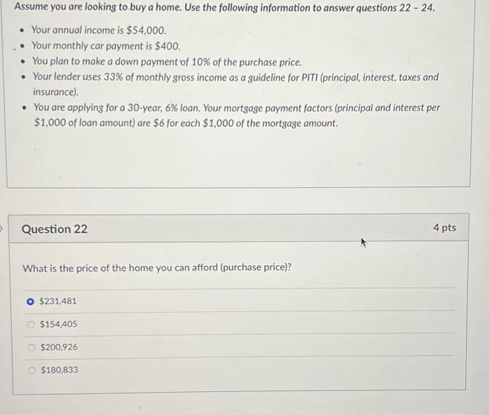 Solved Assume You Are Looking To Buy A Home. Use The | Chegg.com