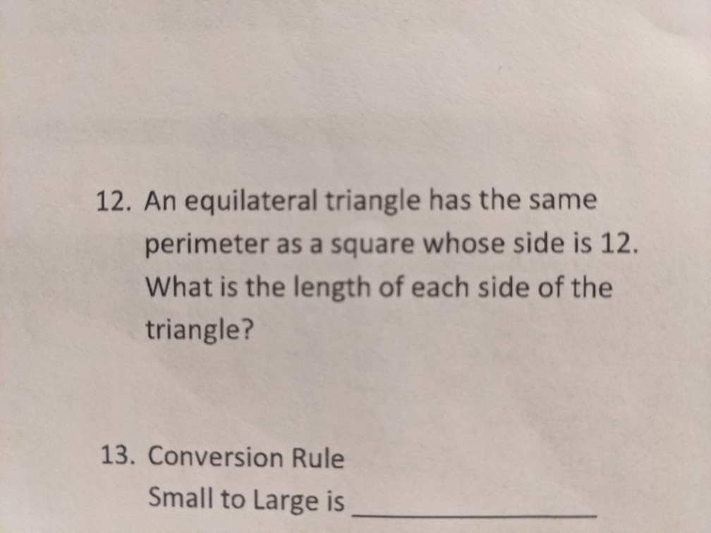 the semi perimeter of an equilateral triangle with side 12 cm is