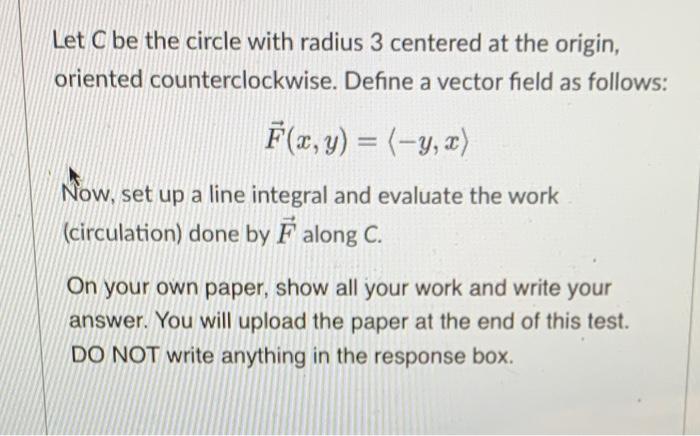 Solved Let C be the circle with radius 3 centered at the | Chegg.com