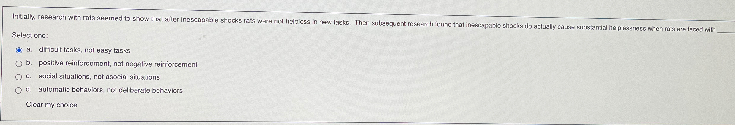 Solved Initially, research with rats seemed to show that | Chegg.com