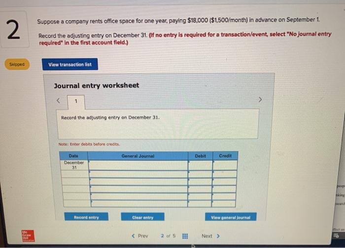Solved 2 Suppose a company rents office space for one year,